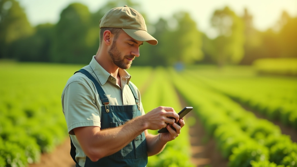 Lauksaimnieks skaita datus no sensoru sistēmas uz mobilo tālruni dārzā