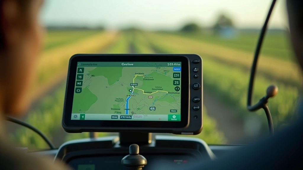 GPS sistēma traktorā izskatās no kabīnes